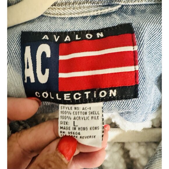 Avalon AC Collection Retro Sherpa Lined Denim Distressed Zombie Trucker Jacket L - Picture 10 of 10